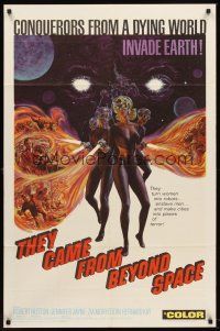 5y687 THEY CAME FROM BEYOND SPACE 1sh '67 conquerors from a dying world invade Earth, sci-fi art!