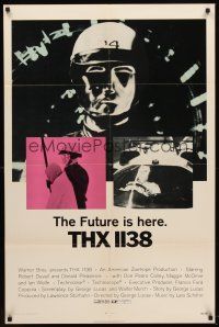 5y694 THX 1138 1sh '71 first George Lucas, Robert Duvall, bleak futuristic fantasy sci-fi!