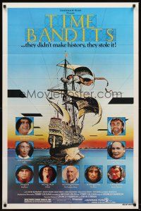 5y696 TIME BANDITS 1sh '81 John Cleese, Sean Connery, art by director Terry Gilliam!