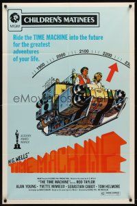 5y697 TIME MACHINE 1sh R72 H.G. Wells, George Pal, great completely different sci-fi artwork!
