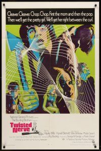 5y705 TWISTED NERVE int'l 1sh '69 Hayley Mills, Roy Boulting English horror, cool psychadelic art!