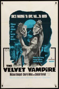 5y714 VELVET VAMPIRE 1sh '71 she'll love you... to death, great sexy gruesome horror artwork!