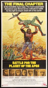 5z092 BATTLE FOR THE PLANET OF THE APES 3sh '73 great sci-fi artwork of war between apes & humans!