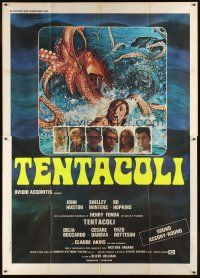 5z075 TENTACLES Italian 2p '77 Tentacoli, AIP, great art of octopus attacking sexy girl in bikini!