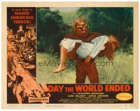 5z259 DAY THE WORLD ENDED LC #1 '56 Roger Corman, close up of the wacky monster carrying girl!