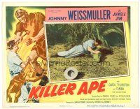 5z295 KILLER APE LC '53 Johnny Weissmuller as Jungle Jim wrestling with alligator on ground!
