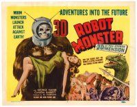 5z160 ROBOT MONSTER TC '53 3-D, the worst movie ever, great wacky art of the beast carrying girl!