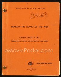 5z151 BENEATH THE PLANET OF THE APES final shooting script April 10, 1969, screenplay by Paul Dehn!