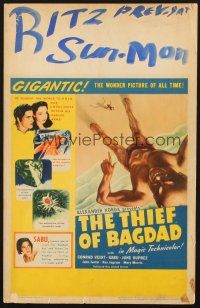5z057 THIEF OF BAGDAD WC '40 June Duprez, Rex Ingram, Sabu, cool different giant Genie art!