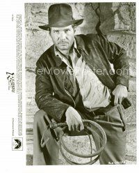 5z623 RAIDERS OF THE LOST ARK 8x9.75 still '81 great portrait of Harrison Ford holding bullwhip!