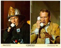 6b964 TOWERING INFERNO color 11x14 still '74 c/u of Steve McQueen & Paul Newman at film's climax!