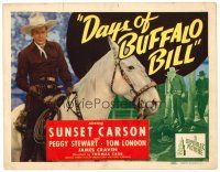 6b100 DAYS OF BUFFALO BILL TC '46 great close up of cowboy Sunset Carson on horseback pointing gun!