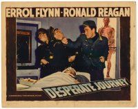 6b551 DESPERATE JOURNEY LC '42 close up of Errol Flynn punching Nazi officer by wounded man!