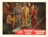 6b592 FEATHERED SERPENT LC '48 Roland Winters as Charlie Chan & others examine dead body by camp!