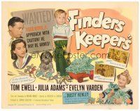 6b124 FINDERS KEEPERS TC '52 Tom Ewell, Julia Adams, Evelyn Varden, wacky image of rich boy!