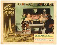 6b597 FIRST SPACESHIP ON VENUS LC #5 '60 four astronauts inside ship with Earth shown in window!