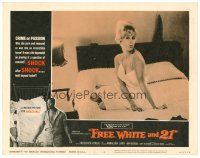 6b609 FREE, WHITE & 21 LC #2 '63 interracial romance, c/u of sexy Annalena Lund on bed!