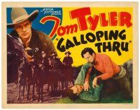 6b145 GALLOPING THRU TC R40s cool close up of cowboy Tom Tyler pointing gun + wrestling bad guy!