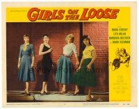 6b626 GIRLS ON THE LOOSE LC #5 '58 classic image of four bad girls standing by streetlamp!