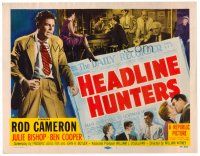 6b177 HEADLINE HUNTERS TC '55 Rod Cameron, Julie Bishop, cool newspaper artwork!