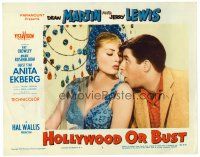 6b658 HOLLYWOOD OR BUST LC #7 '56 close up of awestruck Jerry Lewis & sexiest Anita Ekberg!