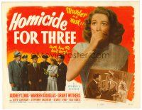6b194 HOMICIDE FOR THREE TC '48 Audrey Long, circus murder in a mask, death has the last laugh!
