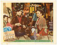 6b698 KID FROM TEXAS LC #5 '49 Gale Storm watches Audie Murphy as Billy the Kid holding his gun!