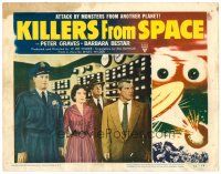 6b699 KILLERS FROM SPACE LC #8 '54 Barbara Bestar, cop & two men look worried in computer room!