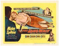 6b250 LONG WAIT TC '54 Mickey Spillane goes all the way in this story, Anthony Quinn, Peggie Castle