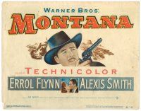 6b279 MONTANA TC '50 cowboy Errol Flynn close up with gun + kissing Alexis Smith!
