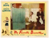 6b777 MY FAVORITE BRUNETTE LC #6 '47 smoking Bob Hope & Lamour look at Lon Chaney behind curtain!