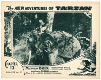 6b792 NEW ADVENTURES OF TARZAN chapter 12 LC '35 c/u of worried Bruce Bennett riding elephant!