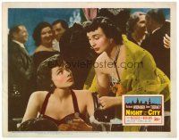 6b800 NIGHT & THE CITY LC #5 '50 Googie Withers bends down to speak with sexy Gene Tierney!