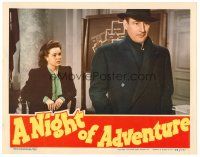 6b801 NIGHT OF ADVENTURE LC '44 great close up of Tom Conway wearing fedora & trench coat!
