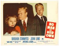 6b803 NO MAN OF HER OWN LC #6 '50 close up of Barbara Stanwyck holding baby!