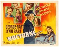 6b297 NOCTURNE TC '46 George Raft & Lynn Bari, cool film noir art, Hollywood glamor murder!