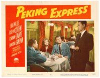 6b830 PEKING EXPRESS LC #2 '51 Benson Fong stands by Joseph Cotten & Corinne Calvet at table!