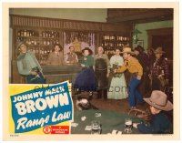 6b855 RANGE LAW LC '44 Johnny Mack Brown shoots man in saloon as guys hide behind poker table!