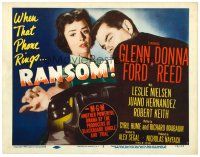 6b340 RANSOM TC '56 great image of Glenn Ford & Donna Reed reaching for telephone!