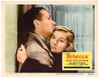 6b858 REBECCA LC #3 R56 Alfred Hitchcock classic, c/u of Joan Fontaine embracing Laurence Olivier!