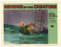 6b865 REVENGE OF THE CREATURE LC #5 '55 c/u of the monster in water pulling man off boat's ladder!