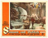 6b896 SAMSON & DELILAH LC #1 '49 great image of blind Victor Mature pushing gigantic stone wheel!