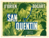 6b356 SAN QUENTIN TC R56 Humphrey Bogart looming over Ann Sheridan & Pat O'Brien!