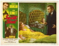 6b898 SCARLET STREET LC #5 R49 Fritz Lang noir, Joan Bennett in bed laughs at Edward G. Robinson!