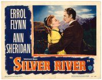 6b908 SILVER RIVER LC #5 '48 best romantic close up of Errol Flynn & sexiest Ann Sheridan!