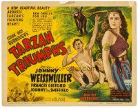 6b414 TARZAN TRIUMPHS TC '43 great art of Johnny Weissmuller, Frances Gifford & Sheffield!