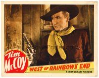 6b981 WEST OF RAINBOW'S END LC '38 best close up of intense cowboy Tim McCoy with his gun drawn!