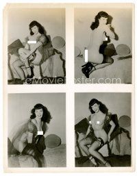 6c118 BETTIE PAGE 8x10 still '50s four sexy full-length naked portraits, sitting and kneeling!