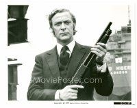 6c316 GET CARTER 8x10 still '71 best close portrait of Michael Caine holding shotgun!