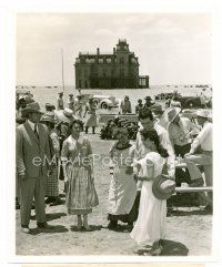 6c318 GIANT 8x10 still '56 Liz Taylor, Rock Hudson & others at barbecue in front of Reata!